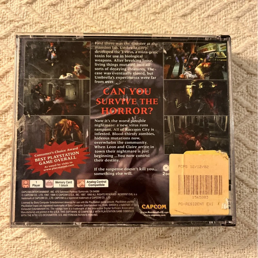 Resident Evil 2: Dual Shock Edition (Sony PlayStation 1, 1998)